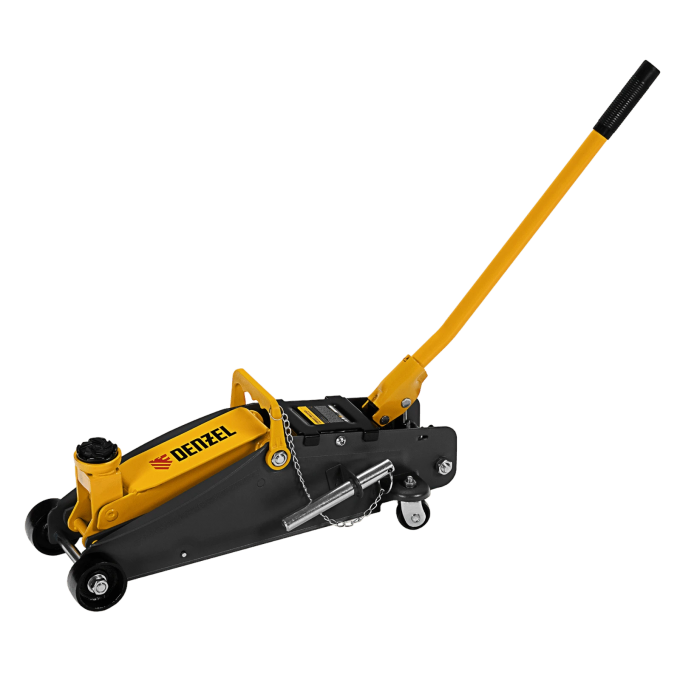 Домкрат гидравлический DENZEL подкатной с фиксатором, 2,8 т, 135-385 мм 10537161